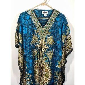 Metropolitan Women's Floral V-Neck Kaftan Mrs Roper Dress Multicolor One Size